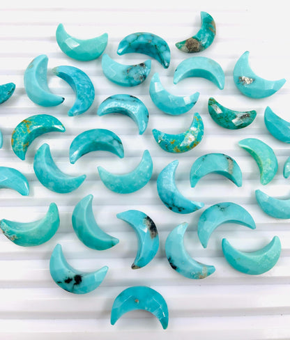 Natural Arizona Turquoise Faceted Loose Gemstone Crescent moon Hand Carved Moon Shape Gemstone For Jewelry, Moon Shape Briolette's 7x16mm