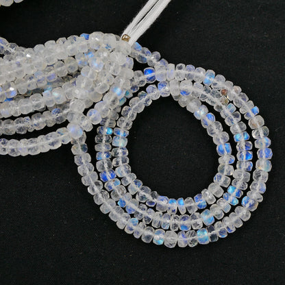 AAA Quality Natural White Rainbow Blue Flashy Roundel Beads White rainbow Faceted Rondelle Shape Beads Briolette Jewelry Making Beads 16inch