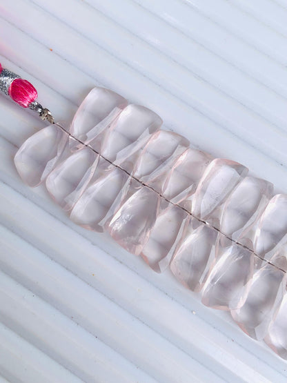 4 Inches Natural Rose Quartz Sail Crown Cut Gemstone Side drill Beads, Fancy shape Gemstone Briolette Size 8x16mm to 9x18mm gift for her