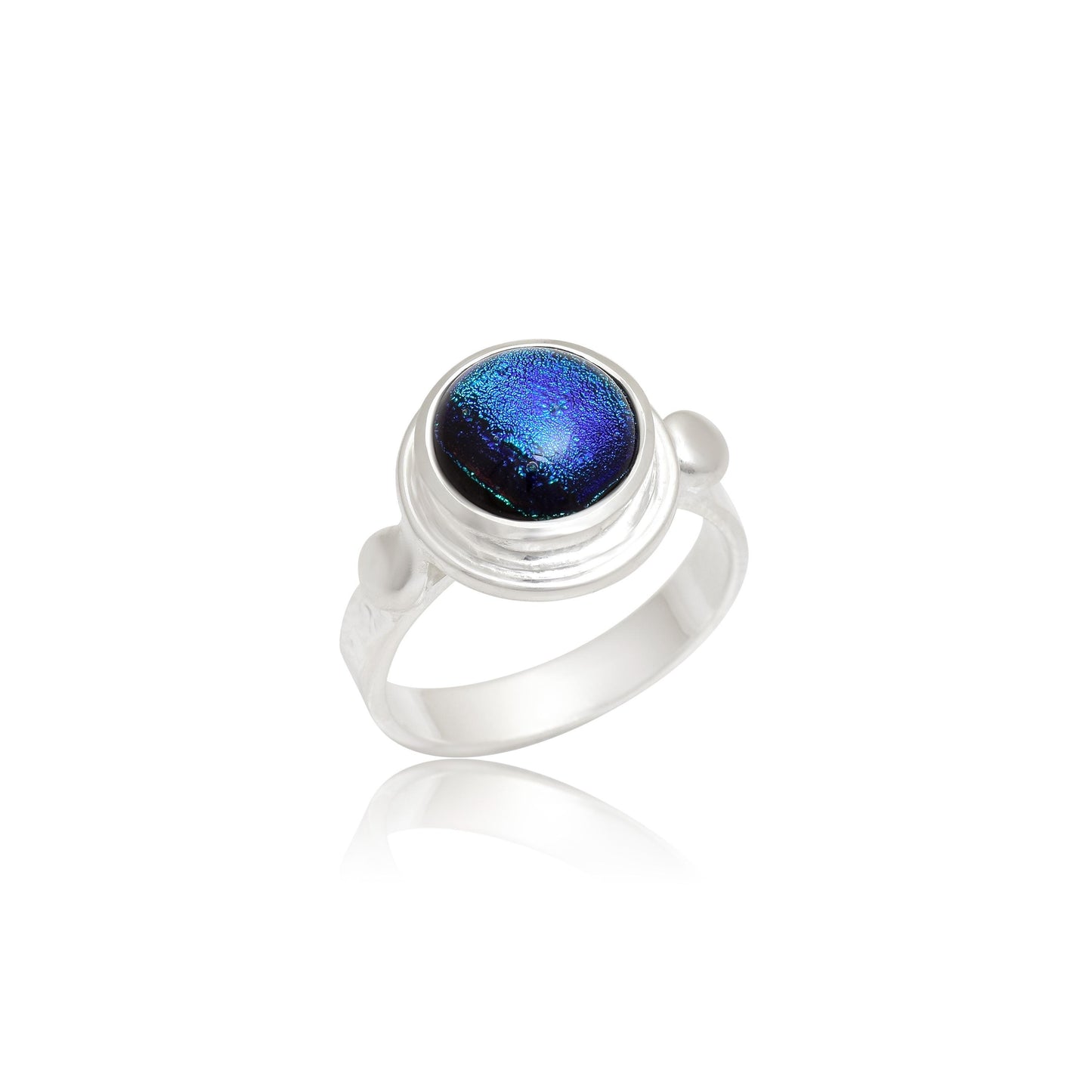 925 Sterling Silver Rainbow Dichroic Glass Ring