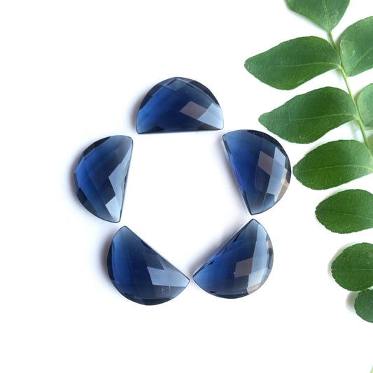 2 Pieces Blue hydro Quartz Faceted D' Shape Gemstone, Size 10mmx16mm, Half Moon Shape Gemstone Briolette for jewelry making, gift for her