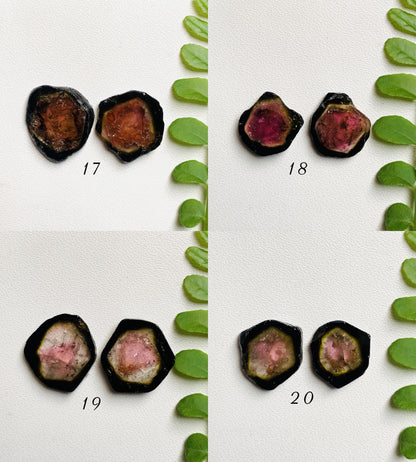 Natural Watermelon Tourmaline Pair Slices Gemstone Tourmaline Pair Gemstone, Bio color tourmaline Earring making slices Semi Precious Slices