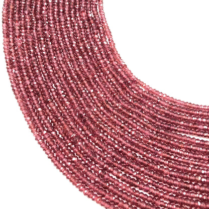 2 Strands Natural rhodonite Garnet Sparkly Beads Rondelle faceted Beads  Quality 3.5mm-4mm Strand 13.5 Inch SKU- BBI550