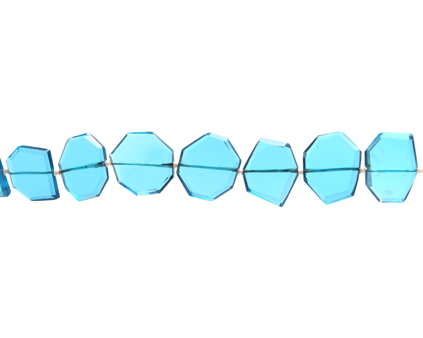 Hydro Glass Blue Topaz Faceted Fancy Briolette Beads