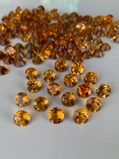Natural Citrine Faceted Round Shape Cut Stone CALIBRATED Loose Stone Cut Round Jewelry Making Semi Precious Cut stone for ring gift for her