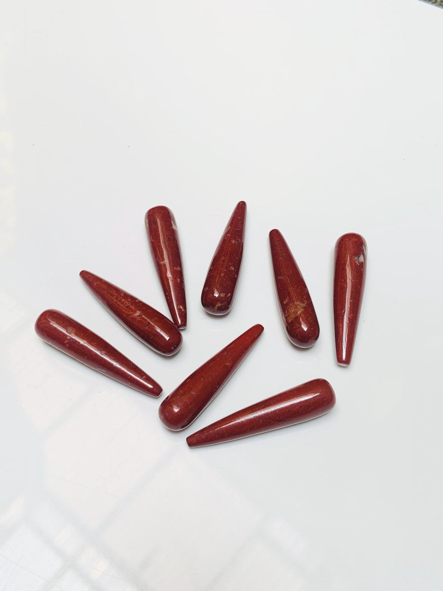 1 Pair Natural Red Jasper Smooth Drop Shape Gemstone, Handmade Matching Pair beads, Matched Drops Pairs for Jewelry Making Size - 7x30mm