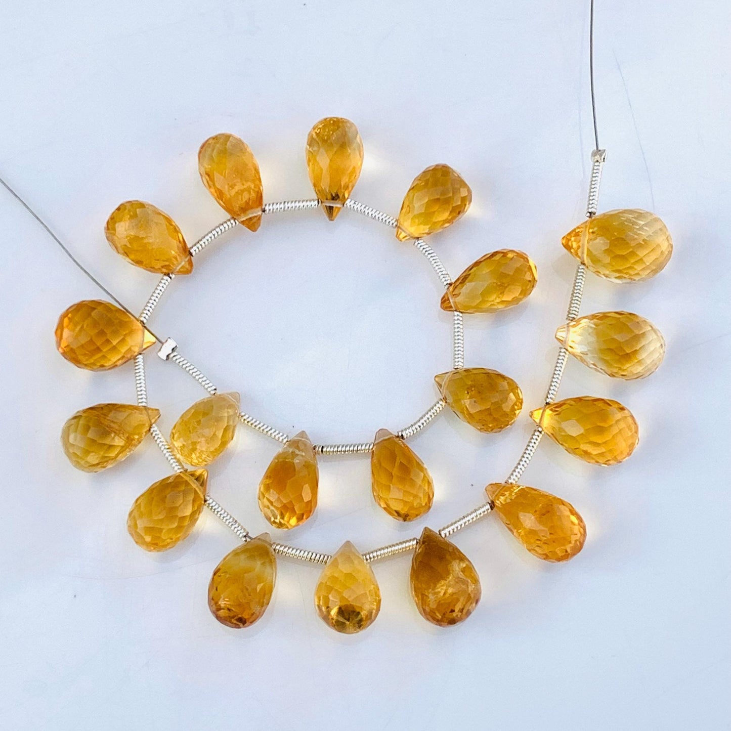 Natural Citrine Faceted Beads 5x8mm–6x9mm | Teardrop Briolette Gemstone Beads