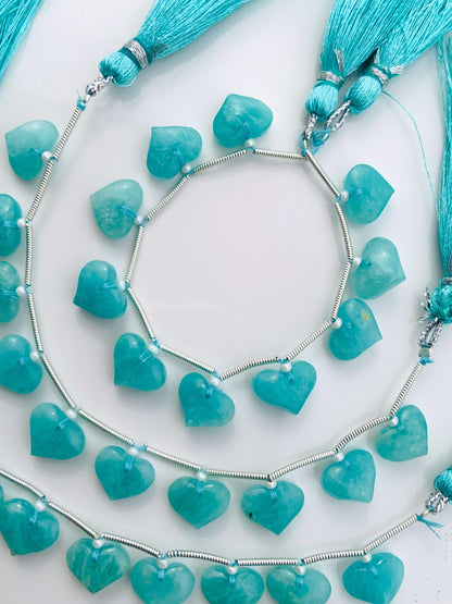 10 Pcs Natural Amazonite smooth heart shape face drill gemstone Fancy shape Briolette gemstone bead for jewelry Size 8x10x5 gift for her