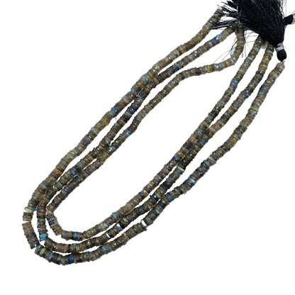 Natural Labradorite Heishi Tyre Beads - Faceted Blue Flash Gemstone 16 Inch