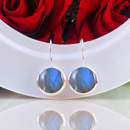 Labradorite Earrings – Sterling Silver And Vermeil Gold Earrings – Handmade Simple Silver Jewelry – Perfect Gift for Her – E-0041