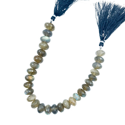 AAA Blue Flash Labradorite Rondelle Beads, Faceted Gemstone Strand 8 Inch