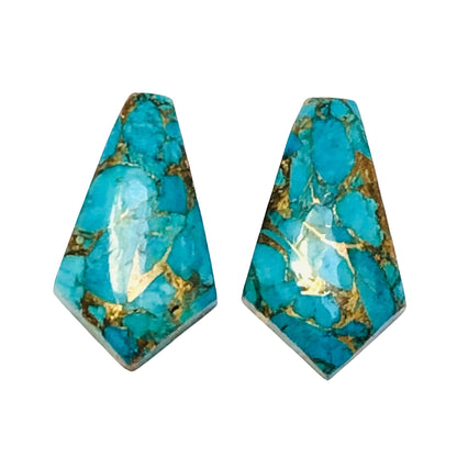 1 Pair Copper Turquoise Smooth Kite Shape Gemstone, Size 10X18mm, Matching Pair Briolette, Earring Making Gemstone , SKU - BBI982