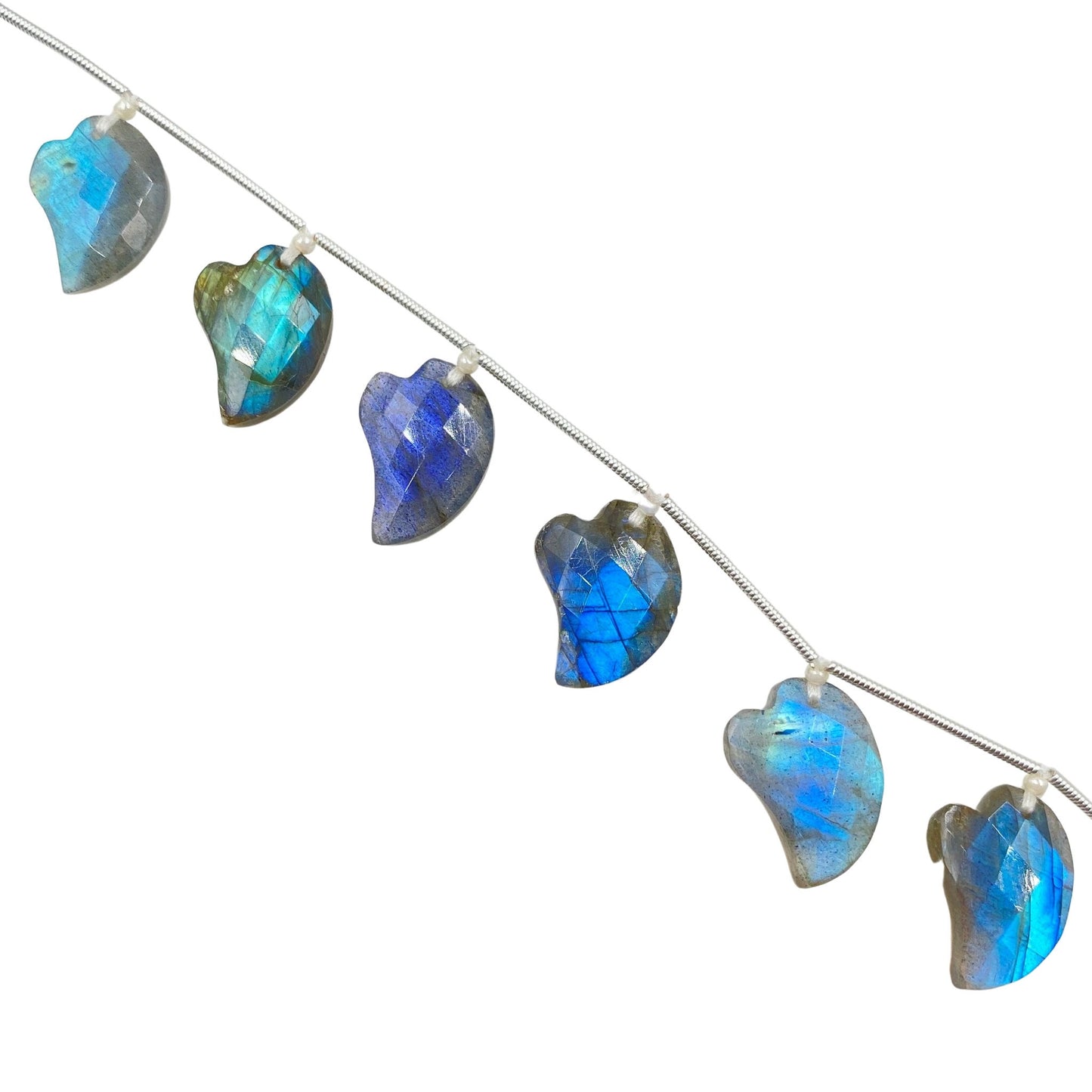 Natural Labradorite Carved Mango Shape Gemstone Beads 10 Pcs