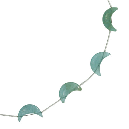 Natural Milky Aquamarine Crescent Moon Gemstone Beads 7x16mm