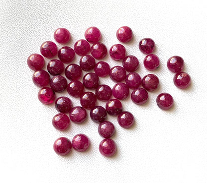 Natural Red Ruby Smooth Round Gemstone Cabochon, CALIBRATED Loose Stone Cab, Round Jewelry Making Cabochons Semi Precious Cabochon