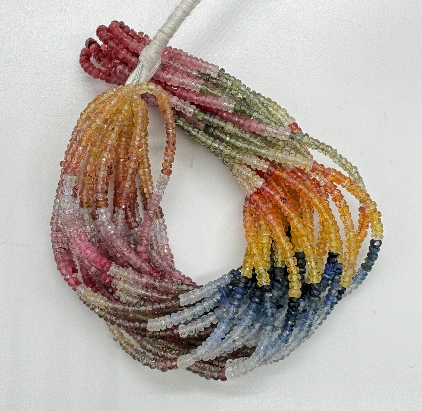 AAA+ Multi Sapphire Faceted Rondelle Beads | 3mm | 16 Inch Strand