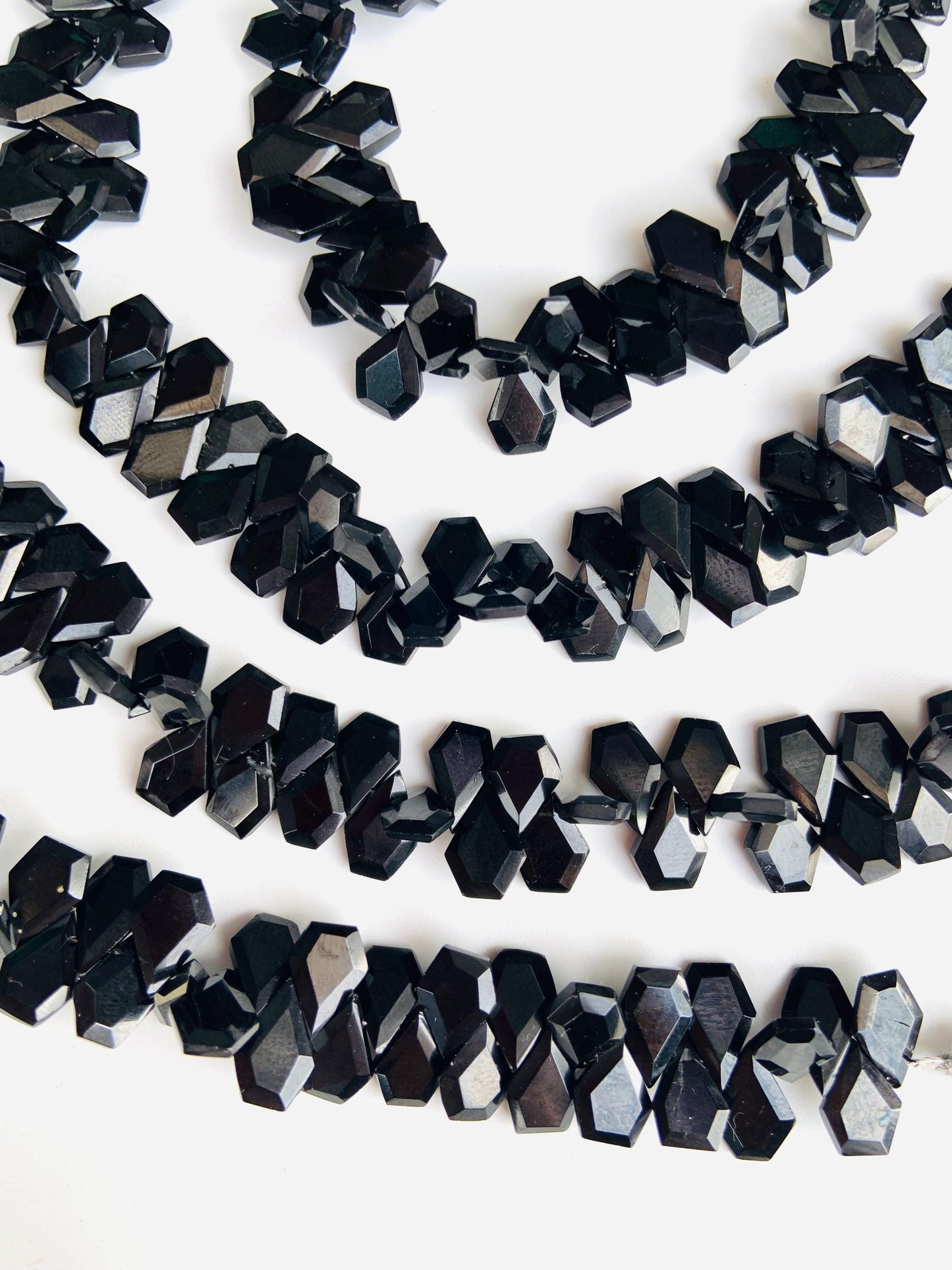 Natural Black Spinel Faceted Step Cut Nugget Beads