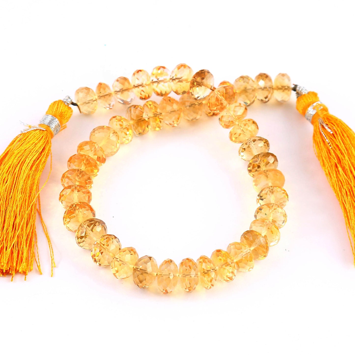 Natural Citrine Faceted Rondelle Beads 7–8mm | 8 Inch Strand Citrine Gemstone