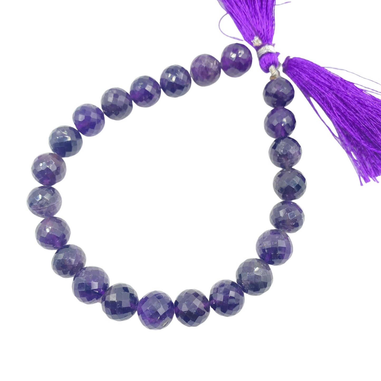 Natural Purple Amethyst Rondelle Faceted Beads 8" Strand