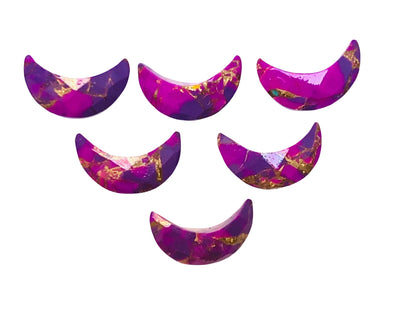 2 Pieces Purple Copper Turquoise Moon , Crescent moon shape gemstone, carving gemstone, Moon shape gemstone, Size 7x16mm SKU-BBI036