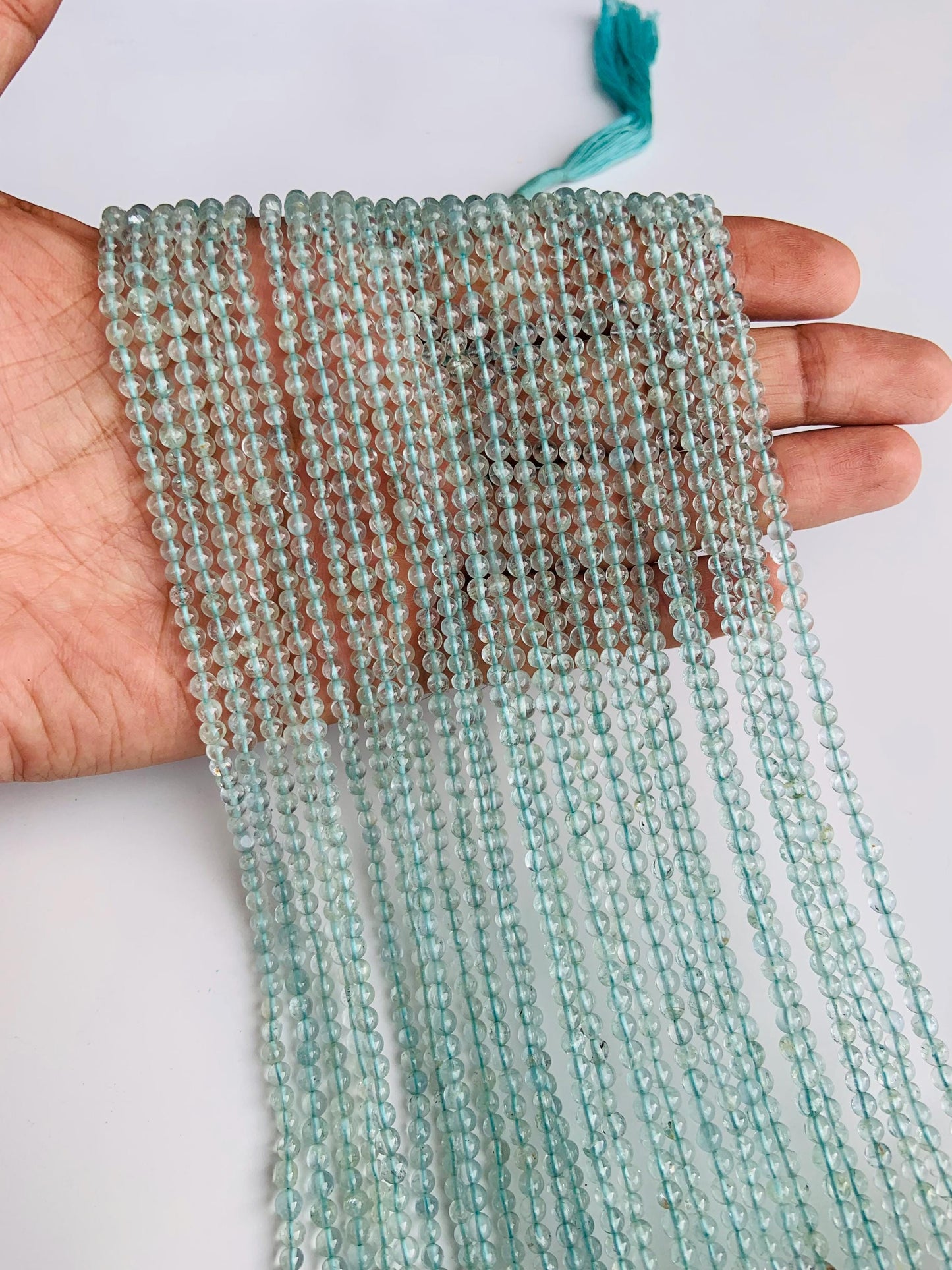 Natural Aquamarine Smooth Rondelle Briolette Beads 14 Inch Gemstone Strand