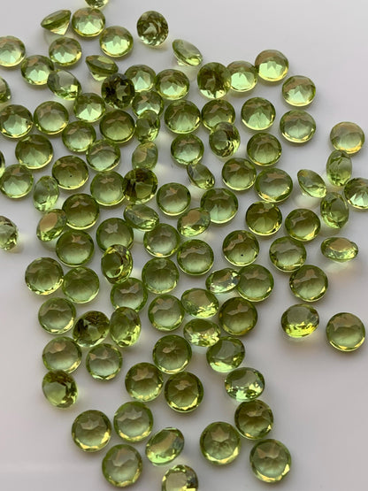 Natural Peridot Faceted Round Shape Cut Stone CALIBRATED Loose Stone Cut Round Jewelry Making Semi Precious Cut stone For ring, Gift for her