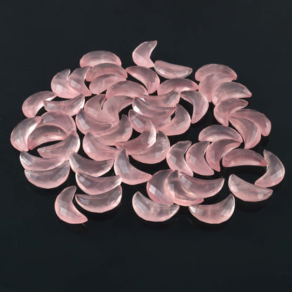 Natural Rose Quartz Faceted Loose Gemstone Crescent moon , Carving Gemstone, Natural Gemstone, Moon Shape Loose Gemstone, 7x16mm  BBI009