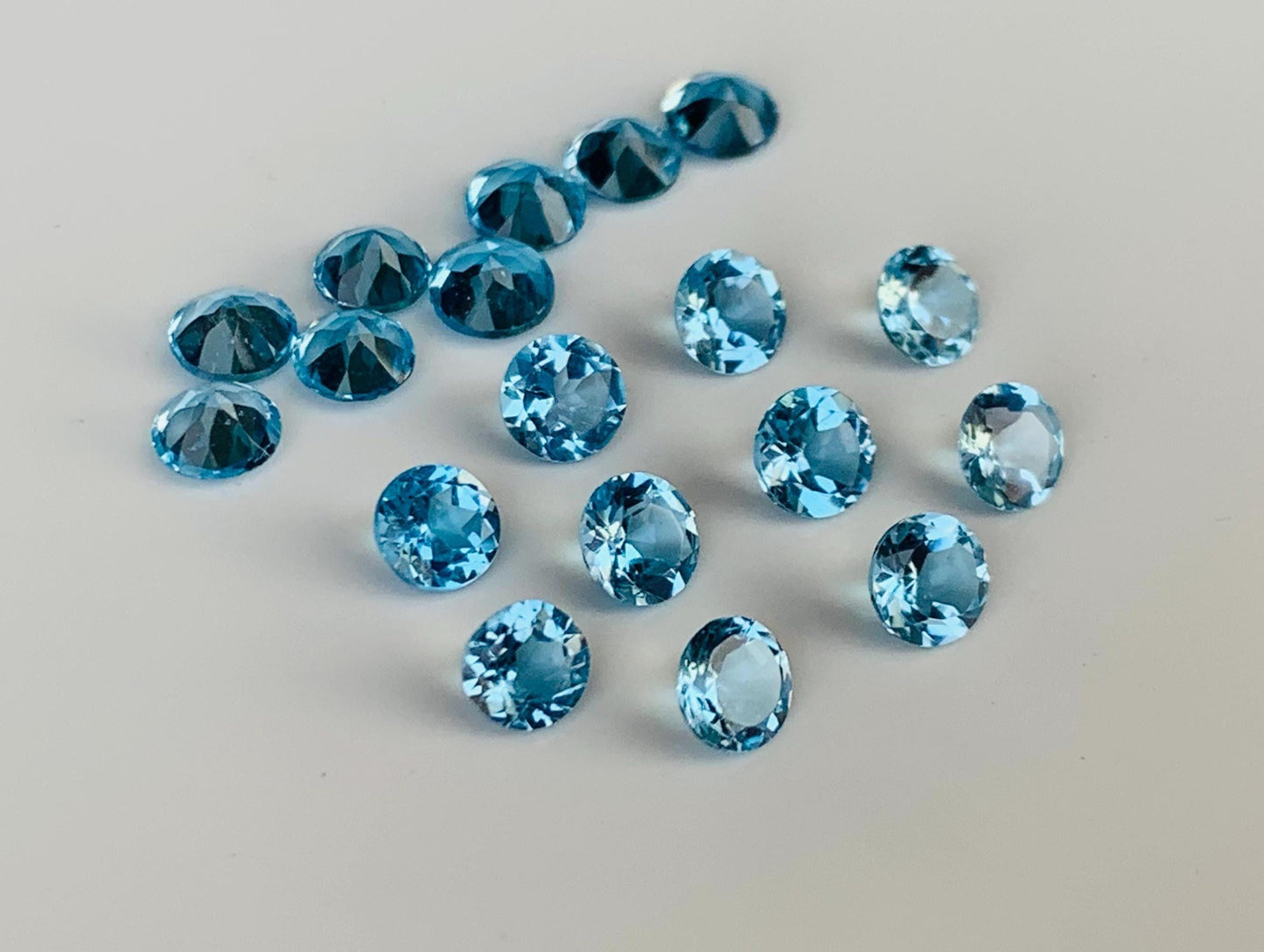 Natural Swiss Blue Topaz Faceted Round Shape Cut Stone CALIBRATED Loose Stone Cut Round Jewelry Making Semi Precious Cut stone for rings