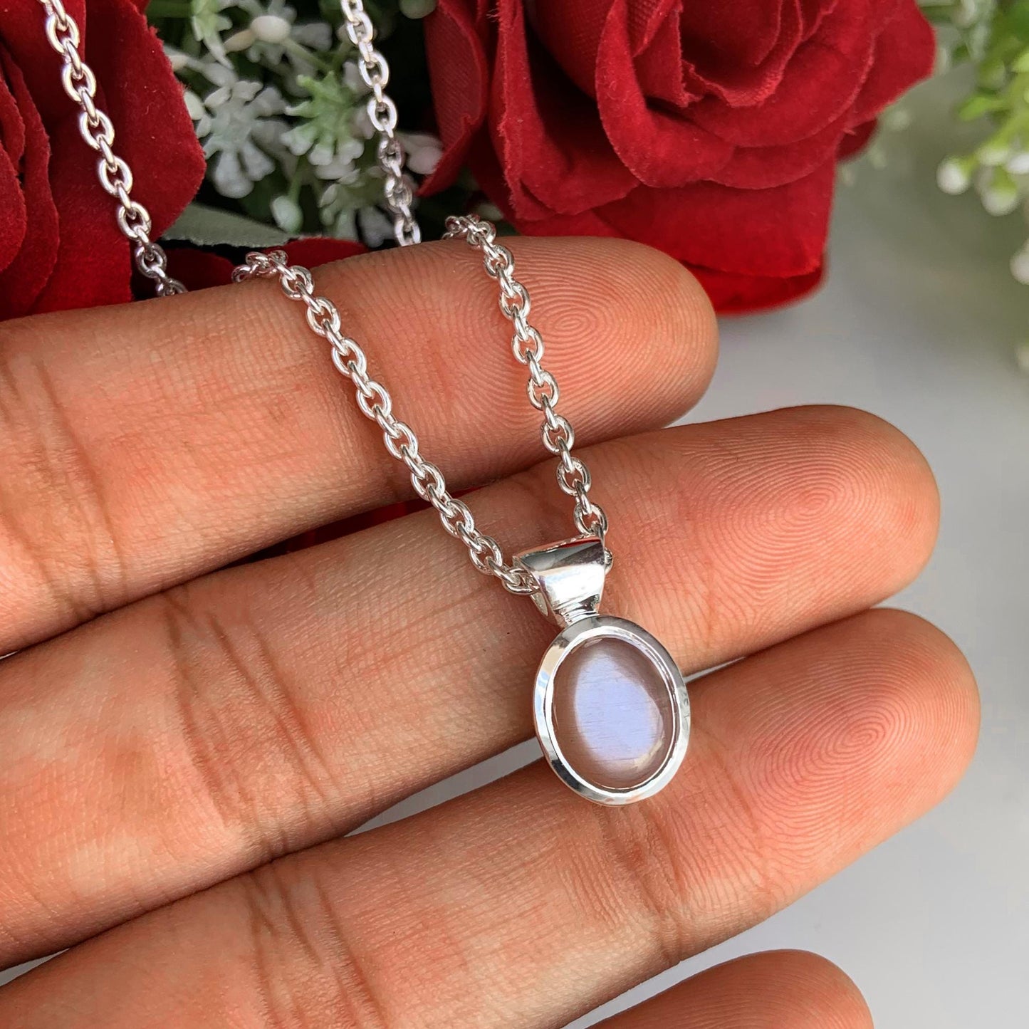 Chocolate moonstone necklace ~ Dainty silver necklace ~ Birthday Gift