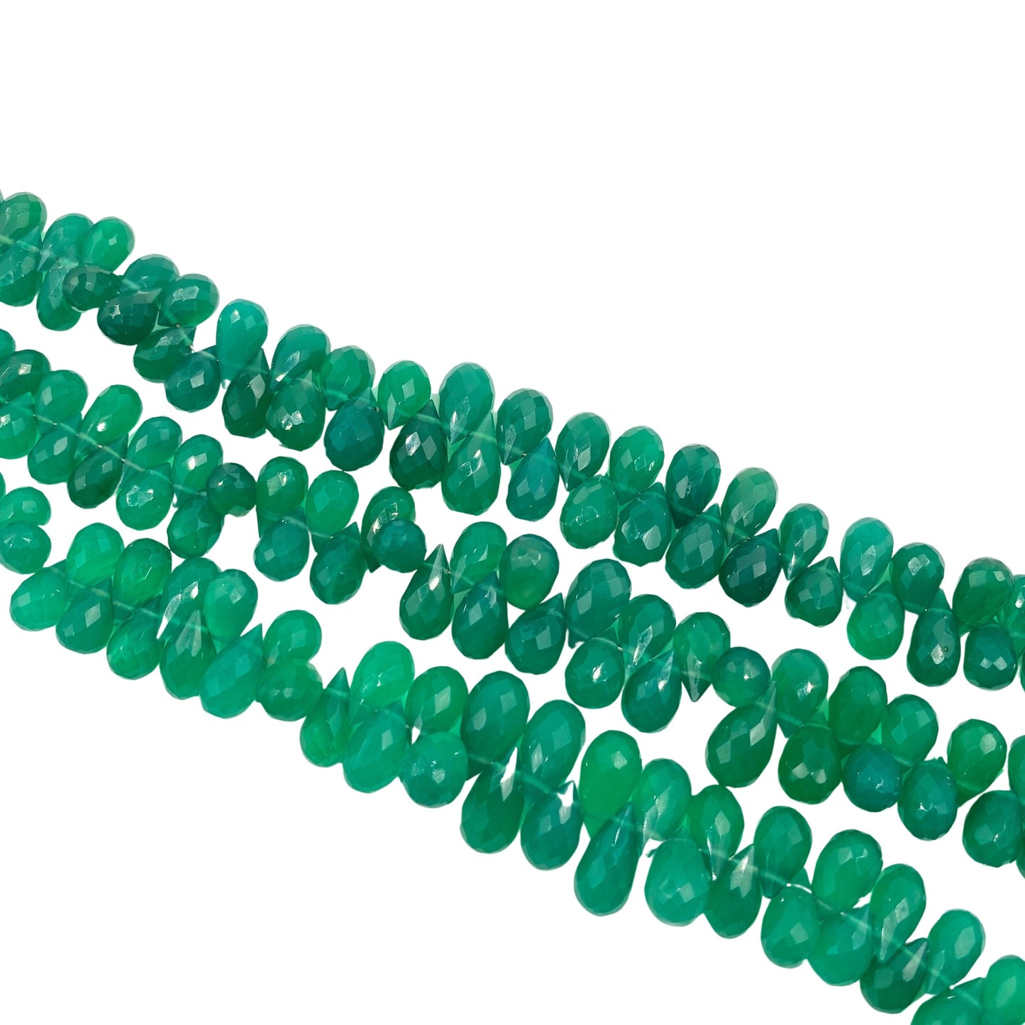 Green Onyx Faceted Teardrop Beads | Semi-Precious Gemstone Jewelry Beads