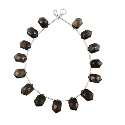 15 pcs Natural Smoky Quartz FACETED Hexagon Beads Gemstone Briolette Beads | Beads For Jewelry | Wholesale Gemstone beads BBI761