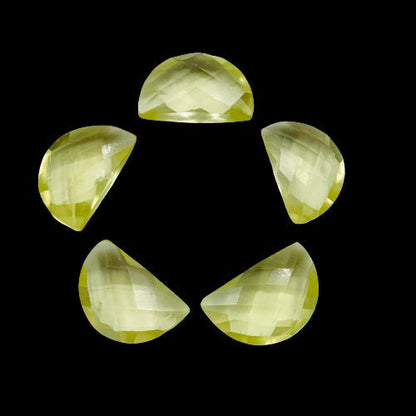 2 Pieces Natural Lemon Quartz Faceted D' Shape Gemstone, Size 10mmx16mm,Half Moon Shape Gemstone Briolette, Loose Beads For Jewelry making