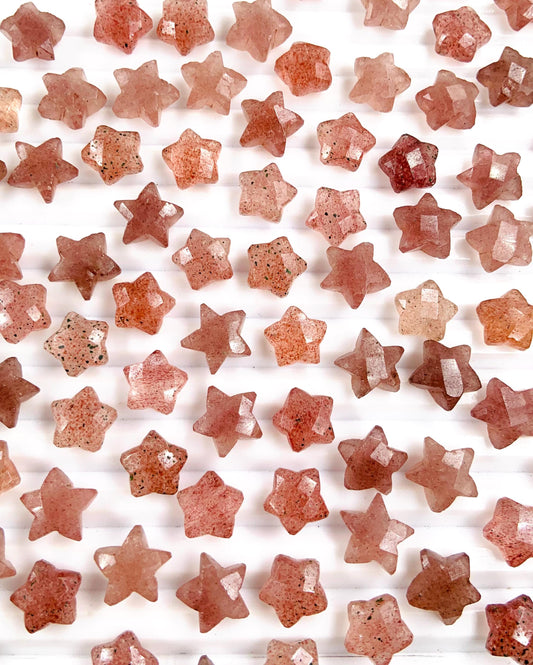 2 Pieces Natural Red Strawberry Quartz Hand Carved Star Shape Briolette, Star Shape Gemstone For Jewelry, Size 10mm, SKU - BBI116