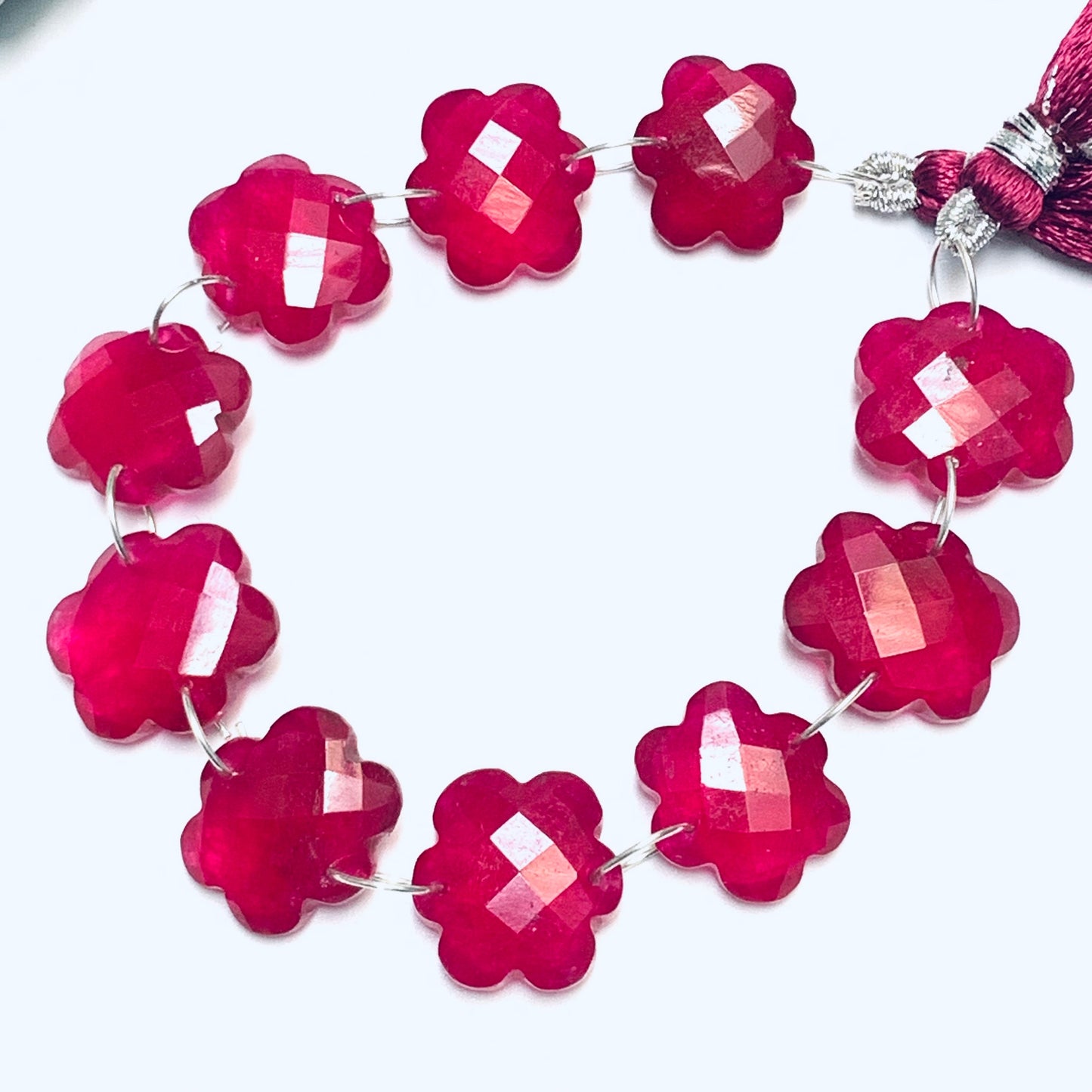 10 Pieces Red Wine Quartzite Faceted Double Drilled Gemstone Beads, Cloud Shape Gemstone, Hand Carved Gemstone Size 14x15x6mm BBI1119
