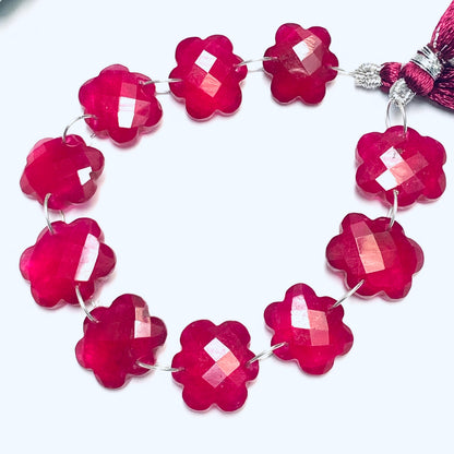 10 Pieces Red Wine Quartzite Faceted Double Drilled Gemstone Beads, Cloud Shape Gemstone, Hand Carved Gemstone Size 14x15x6mm BBI1119