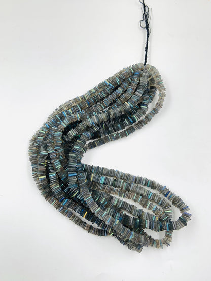 AAA Blue Flash Labradorite Square Beads, Smooth Gemstone Strand, 18 Inch