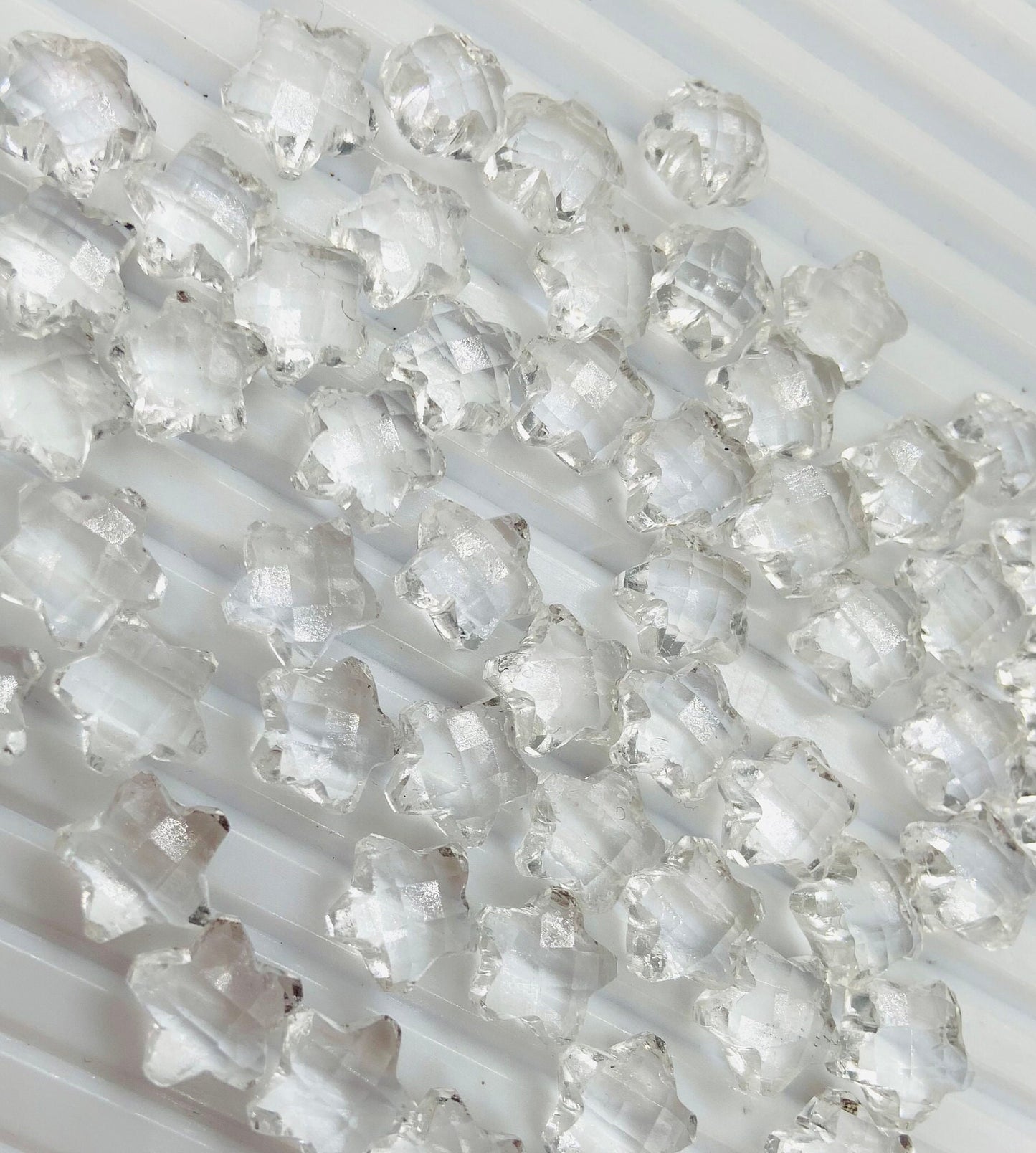 Natural Crystal Quartz Star Shape Gemstone , Hand Carved Star Shape Briolette, Size 10mm, Jewelry Making Beads BBI140