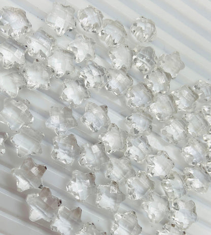 Natural Crystal Quartz Star Shape Gemstone , Hand Carved Star Shape Briolette, Size 10mm, Jewelry Making Beads BBI140