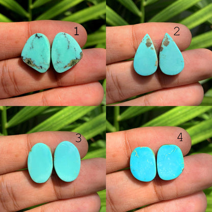 Natural Arizona Turquoise Matched Pair Cabochon Turquoise Pair Gemstone, Loose Gemstone, Earring making gemstone, Semi Precious Cabochons
