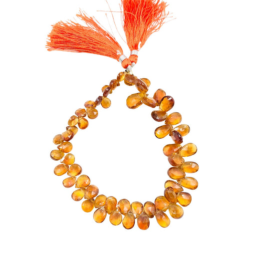 AAA Natural Citrine Faceted Pear Beads | Citrine Pear Shape Briolette Gemstone
