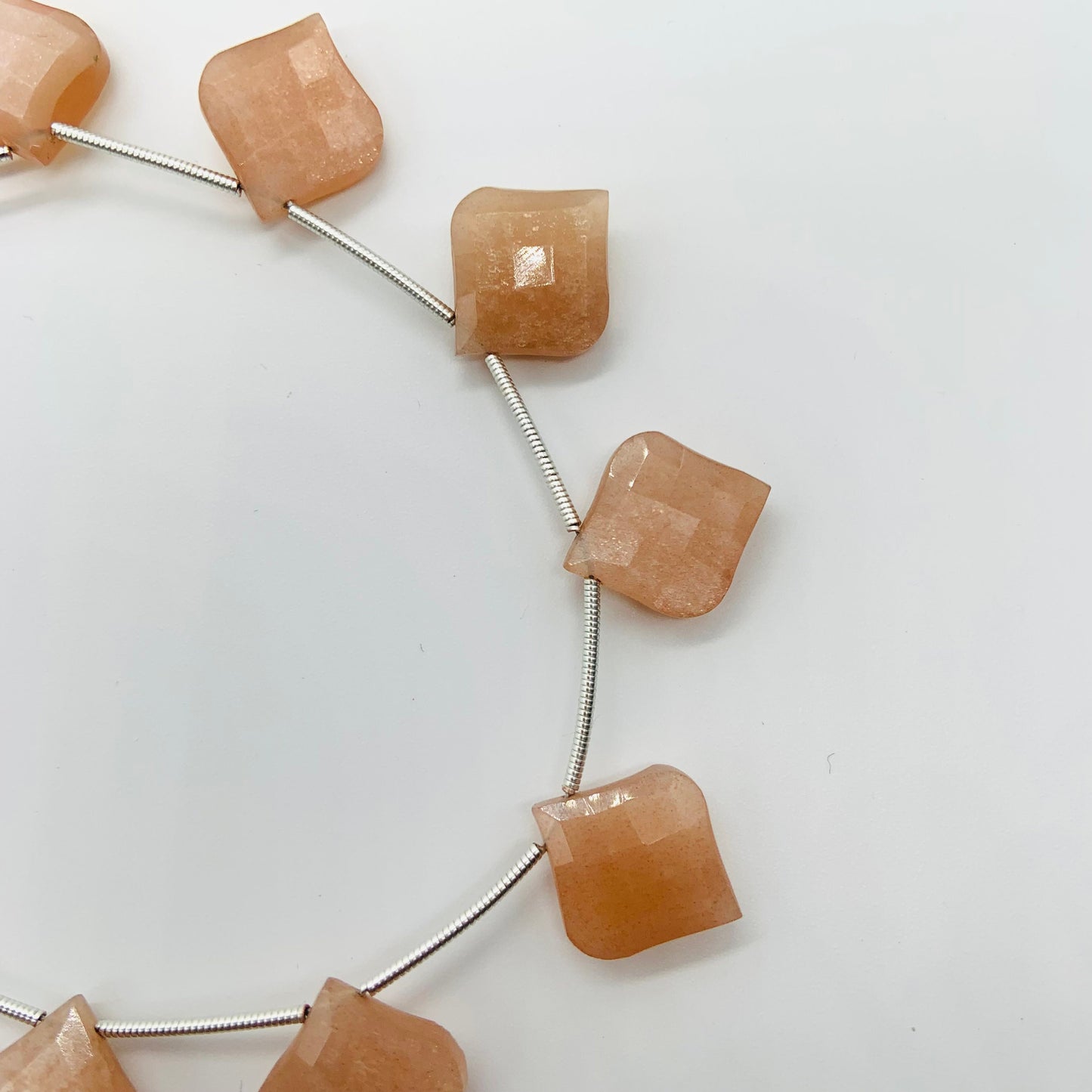 10 Pieces Natural Peach Moonstone Carved Fancy Cut Shape Gemstone Briolette Side Drill Beads Line | Faceted Gemstone Beads. BBI957