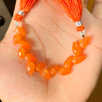 Faceted Carnelian Buds Briolette Beads 5-6x9-10mm