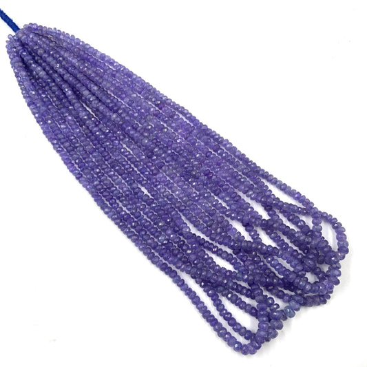 Tanzanite Faceted Rondelle Beads – 4mm to 5mm Natural Gemstone Beads
