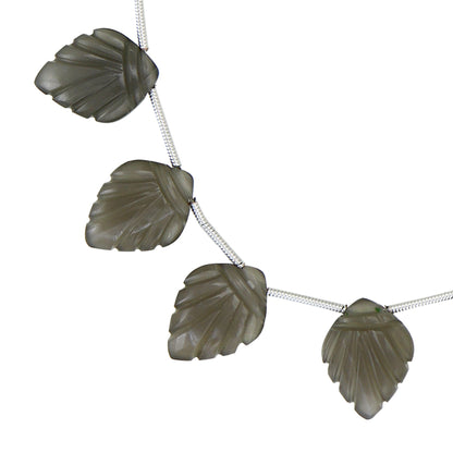 13 pcs Gray Moonstone Carved Shield Shape leaf Natural Gemstone Briolette Face Drill Beads | Beads For Jewelry | Wholesale Gemstone BBI909