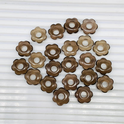 4 Pcs Natural Smoky Quartz Smooth Flower Gemstone Beads 15mm Carved Flower Shape jewelry Smoky Quartz Gemstone Jewelry Handmade Bracelet