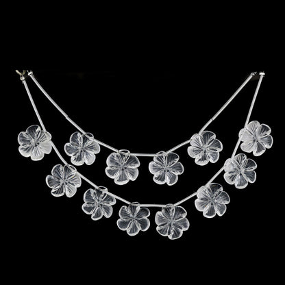 4 pc Natural Crystal Quartz Carved Flower shape Briolette Side Drill Beads Flower Shape Gemstone beads clear quartz flower Handmade Bracelet