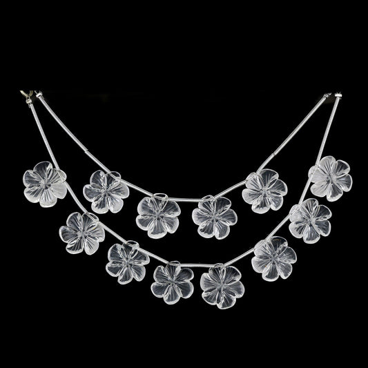 4 pc Natural Crystal Quartz Carved Flower shape Briolette Side Drill Beads Flower Shape Gemstone beads clear quartz flower Handmade Bracelet