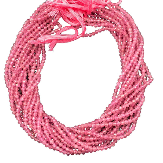 Natural Pink Tourmaline 3.5mm Faceted Round Beads