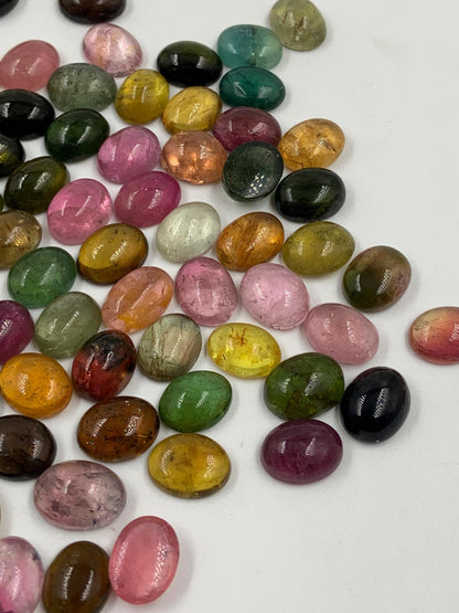 Natural Multi Tourmaline Smooth Oval Gemstone Cabochon, CALIBRATED Loose Stone Cab, Oval Jewelry Making Cabochons Semi Precious Cabochons
