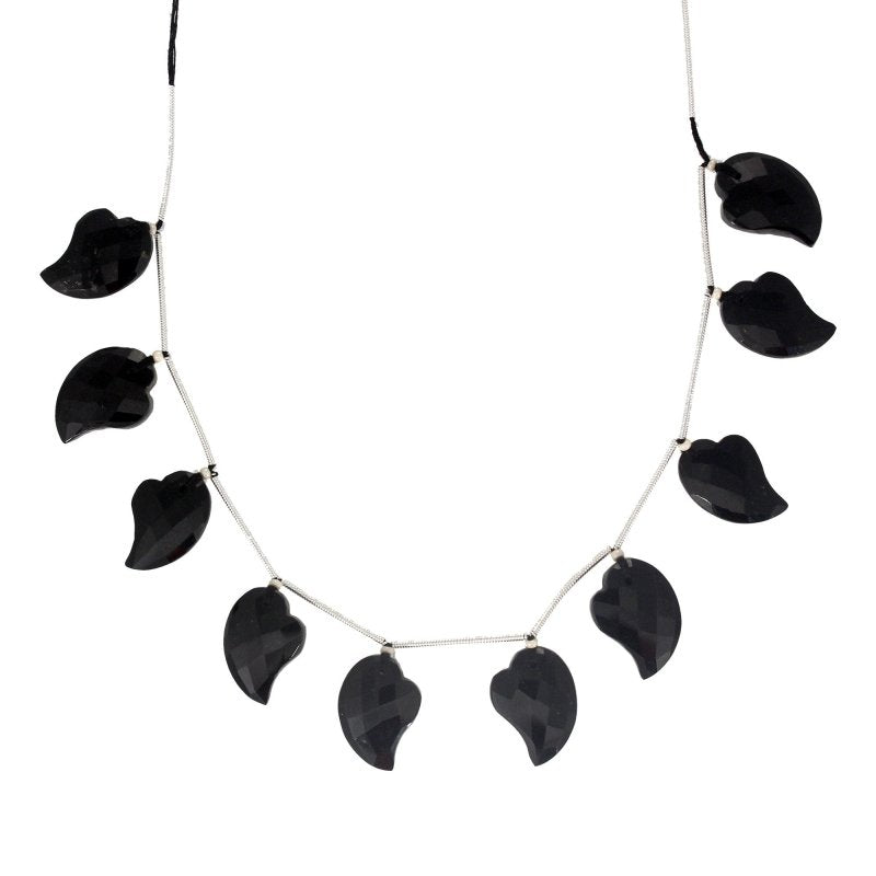 AAA+ Natural Black Tourmaline Fancy Faceted Beads 18x13mm - BeadsBoatInc